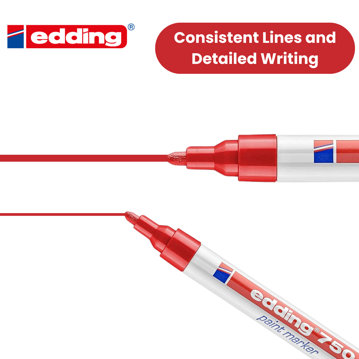 Edding 750 Paint Marker Pack of 1 Opaque Red Low Odour Ink 2-4mm Bullet Tip