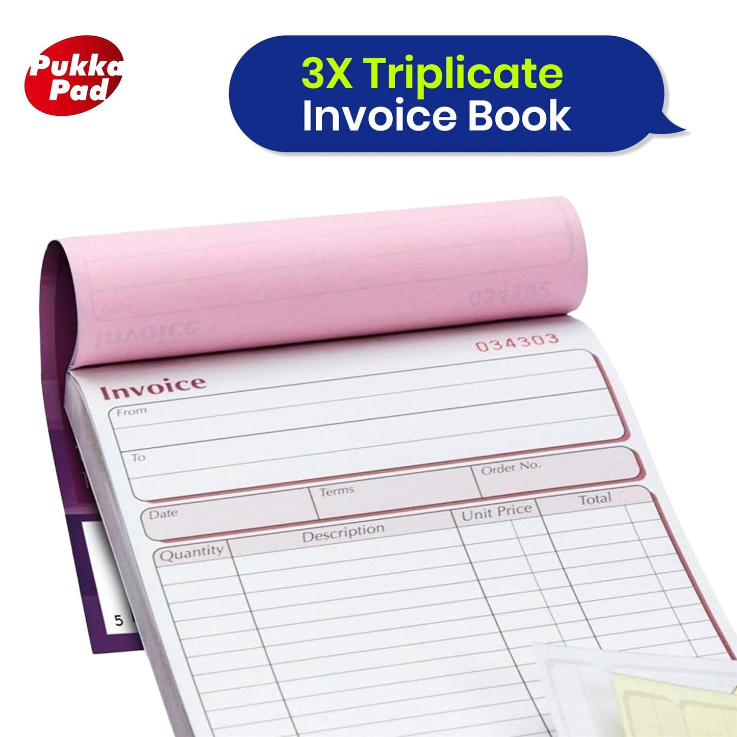 Pukka Pad NCR Triplicate Invoice Book 203 x 137mm - Pack of 3
