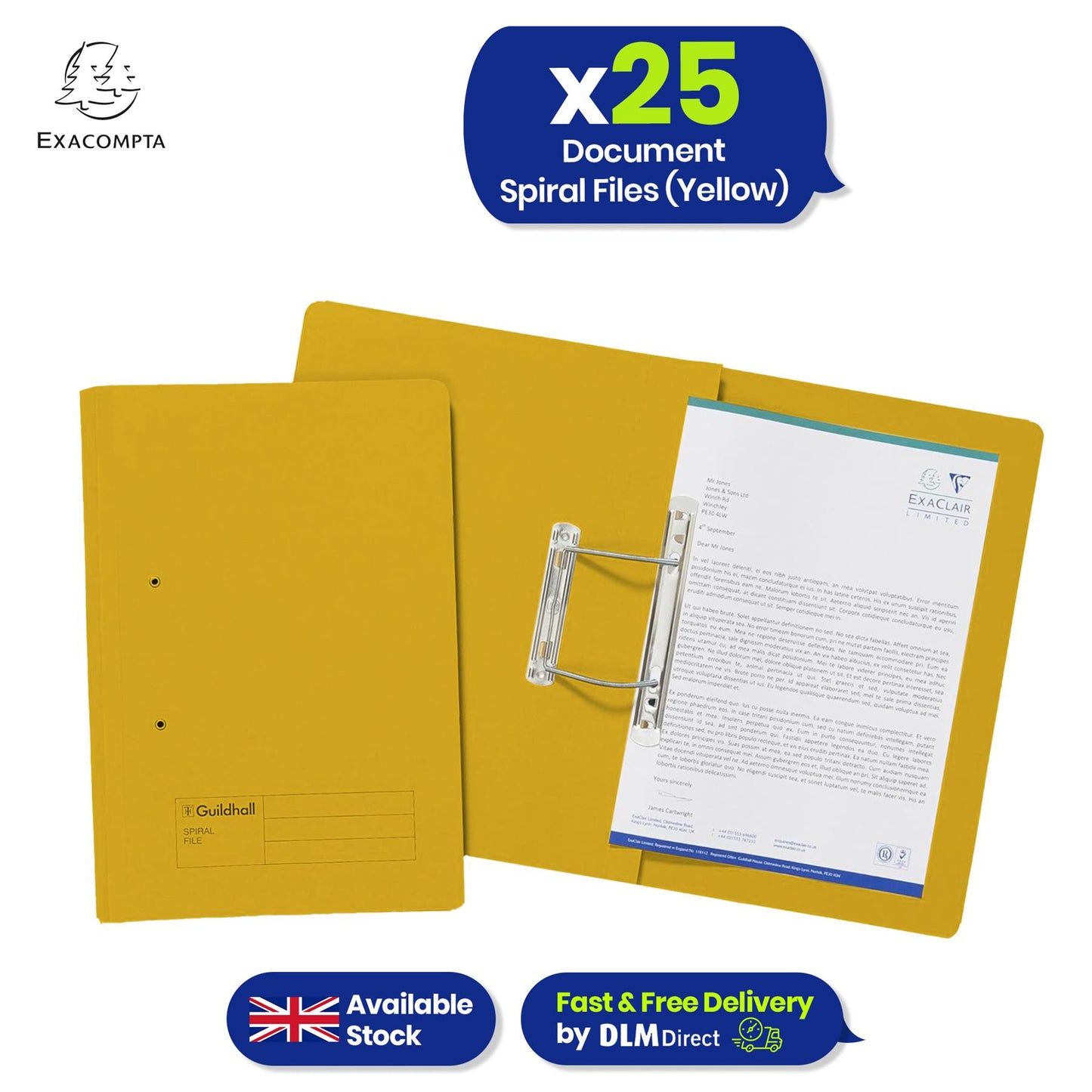 Exacompta Guildhall Spring Manilla Transfer File, 285gsm Blue Angel Certified Folder, Pack of 25