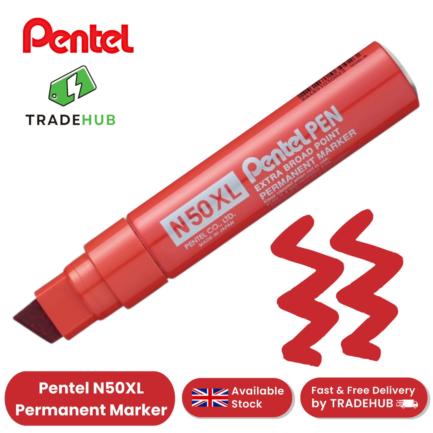 PENTEL N50XL PERMANENT MARKER RED - Single Pen
