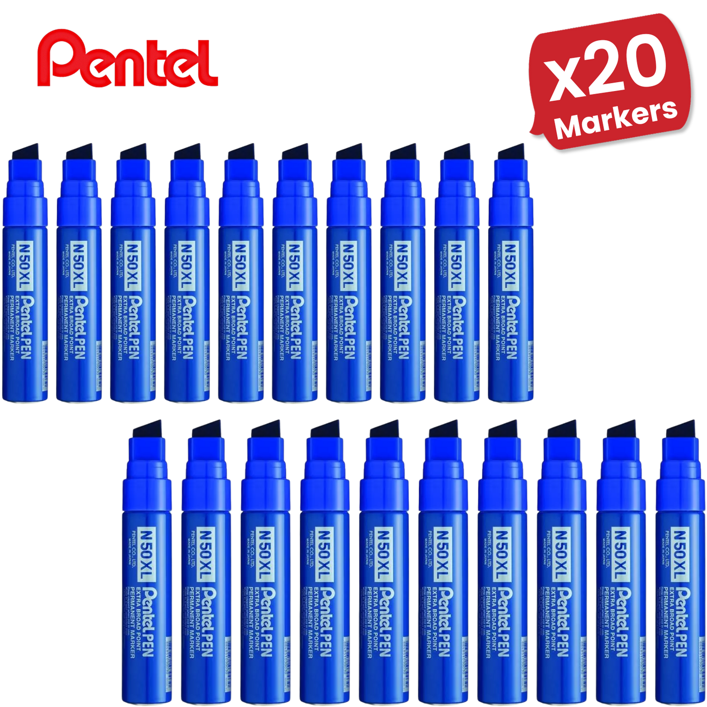 Pentel N50XL Permanent Marker Blue for Bold, Smudge-Proof Writing – Single Pen