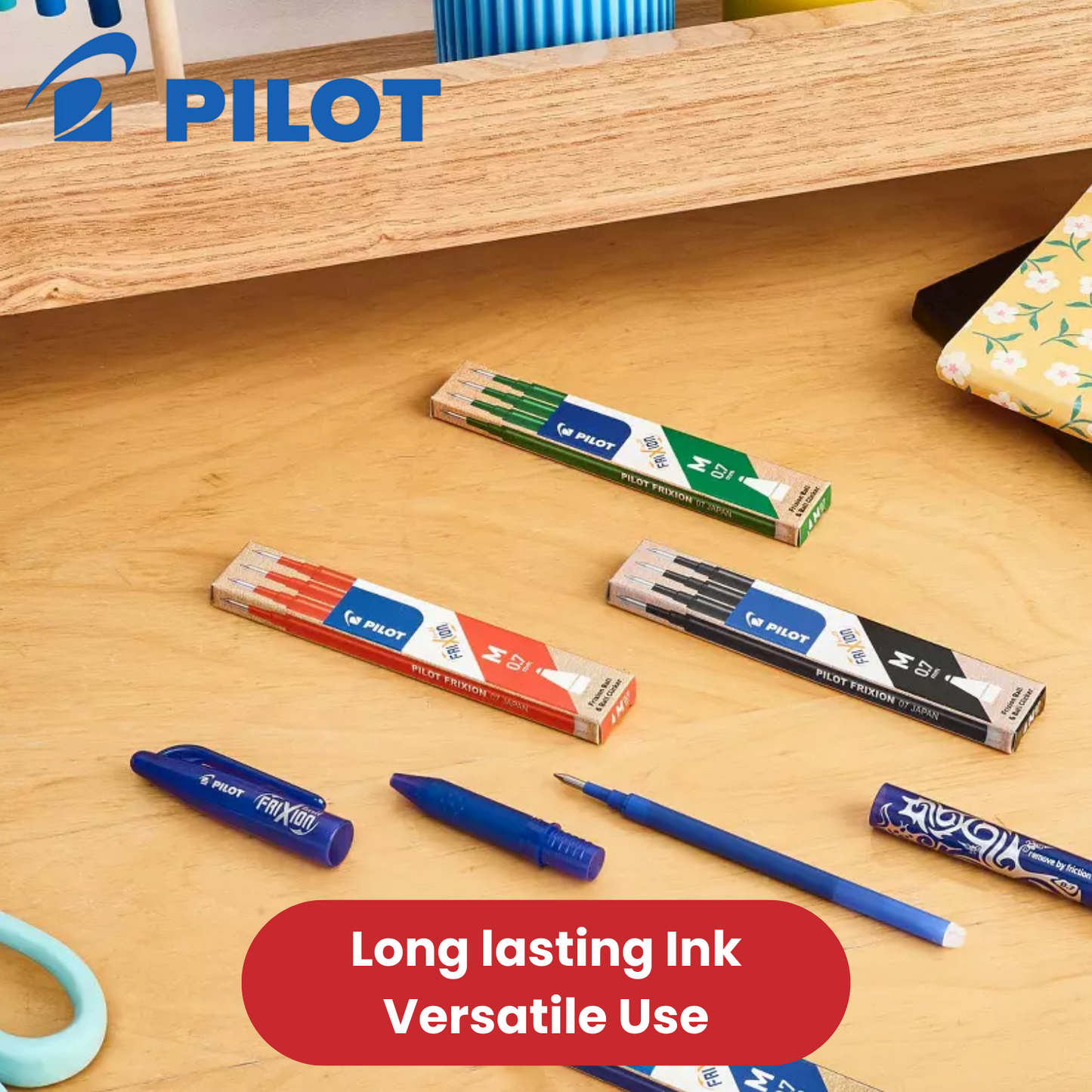Pilot FriXion Ball & Clicker Pen Refills Red 0.7mm - (Pack of 3) Smooth Writing