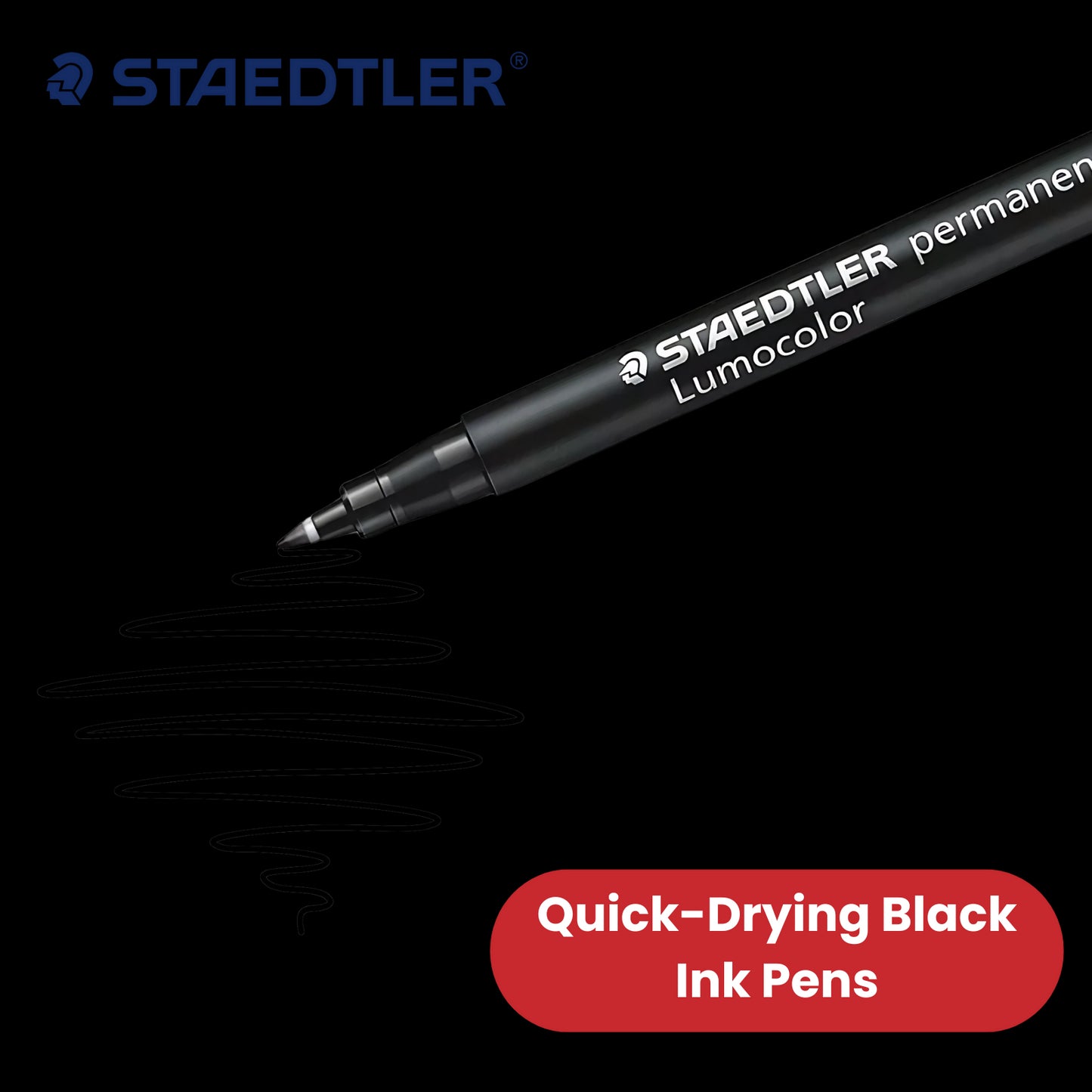 STAEDTLER Lumocolor Black Permanent Marker - 318F 0.6mm Fine Tip Writing Markers for Office