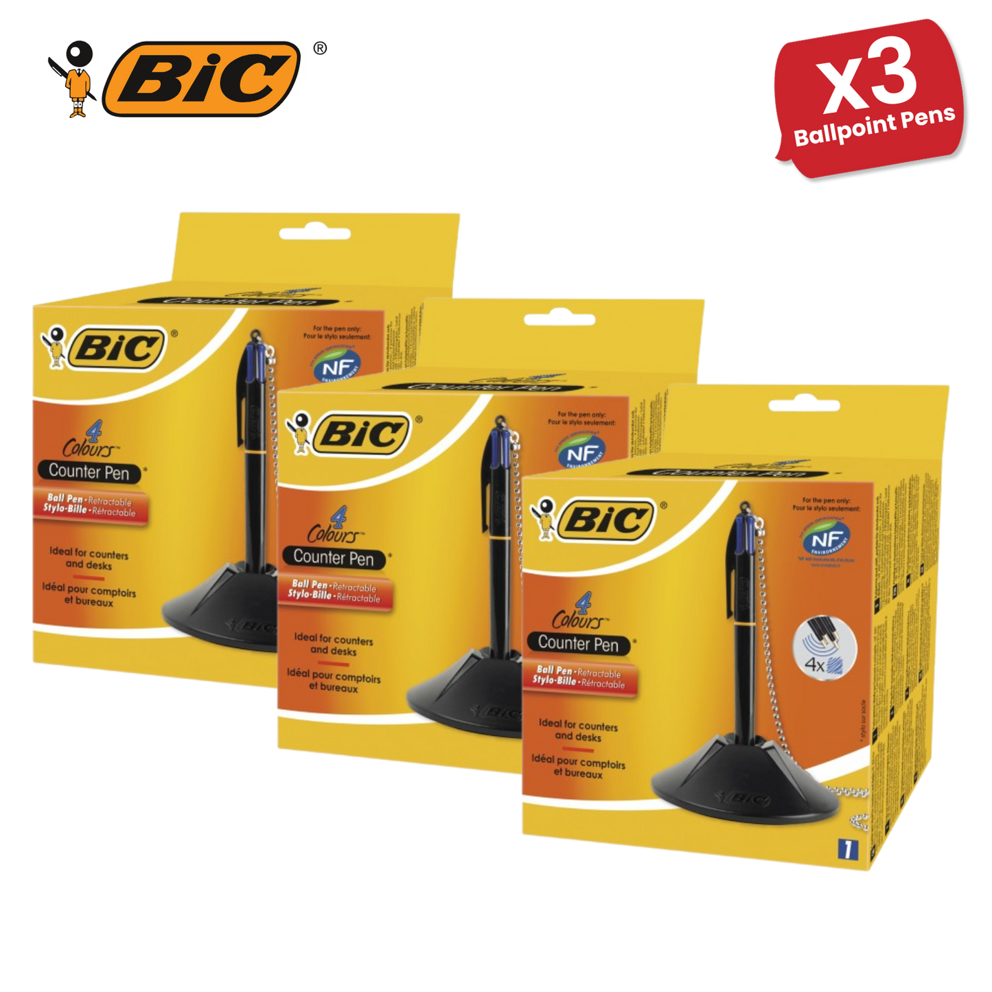 BIC 4 Colours Counter Pen Ballpoint Pen Blue 1 Box