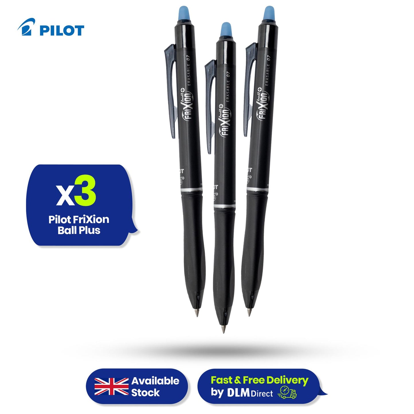 Pilot Frixion Ball Plus - Blue - Pack of 3