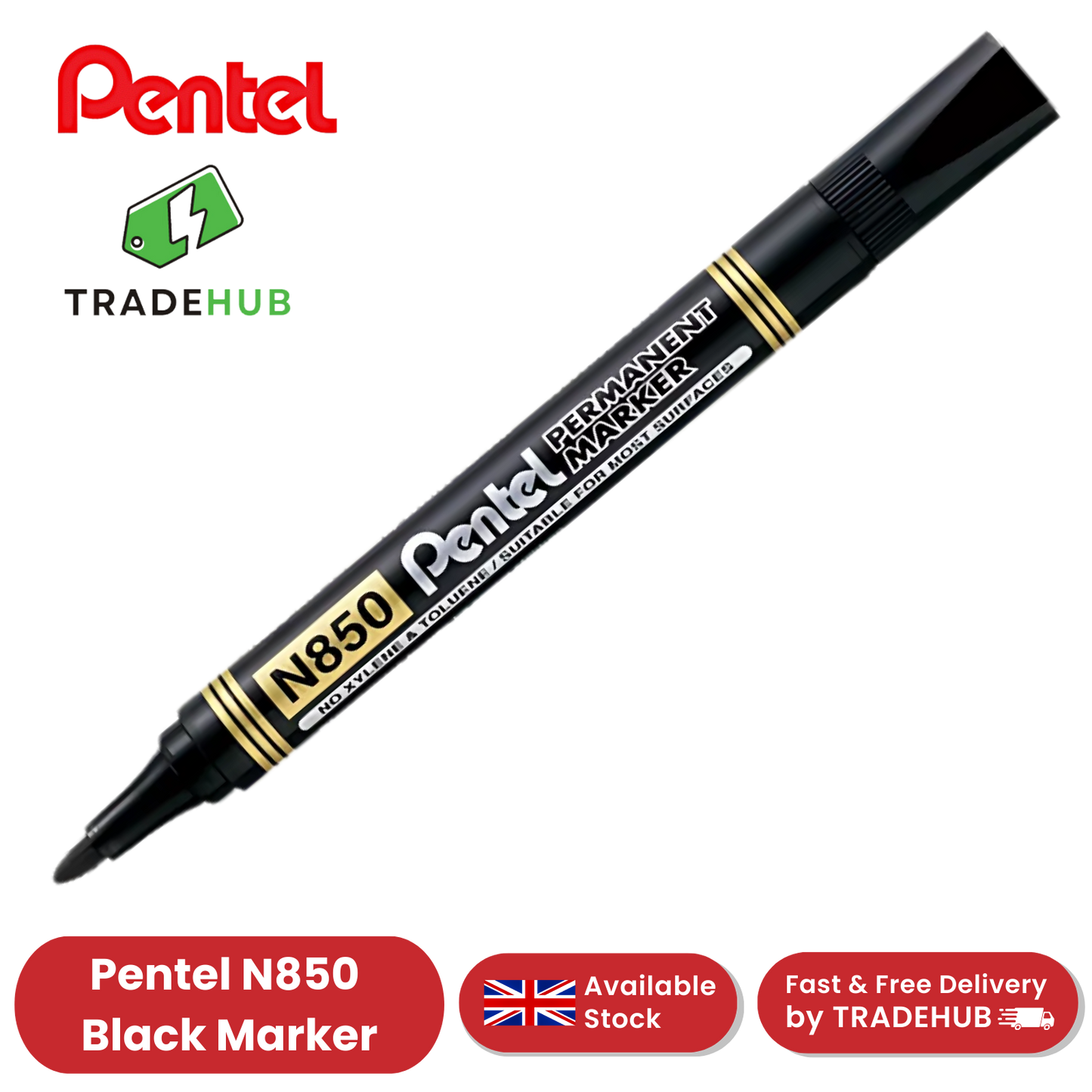 Pentel N850 Permanent Bullet Tip Black Marker