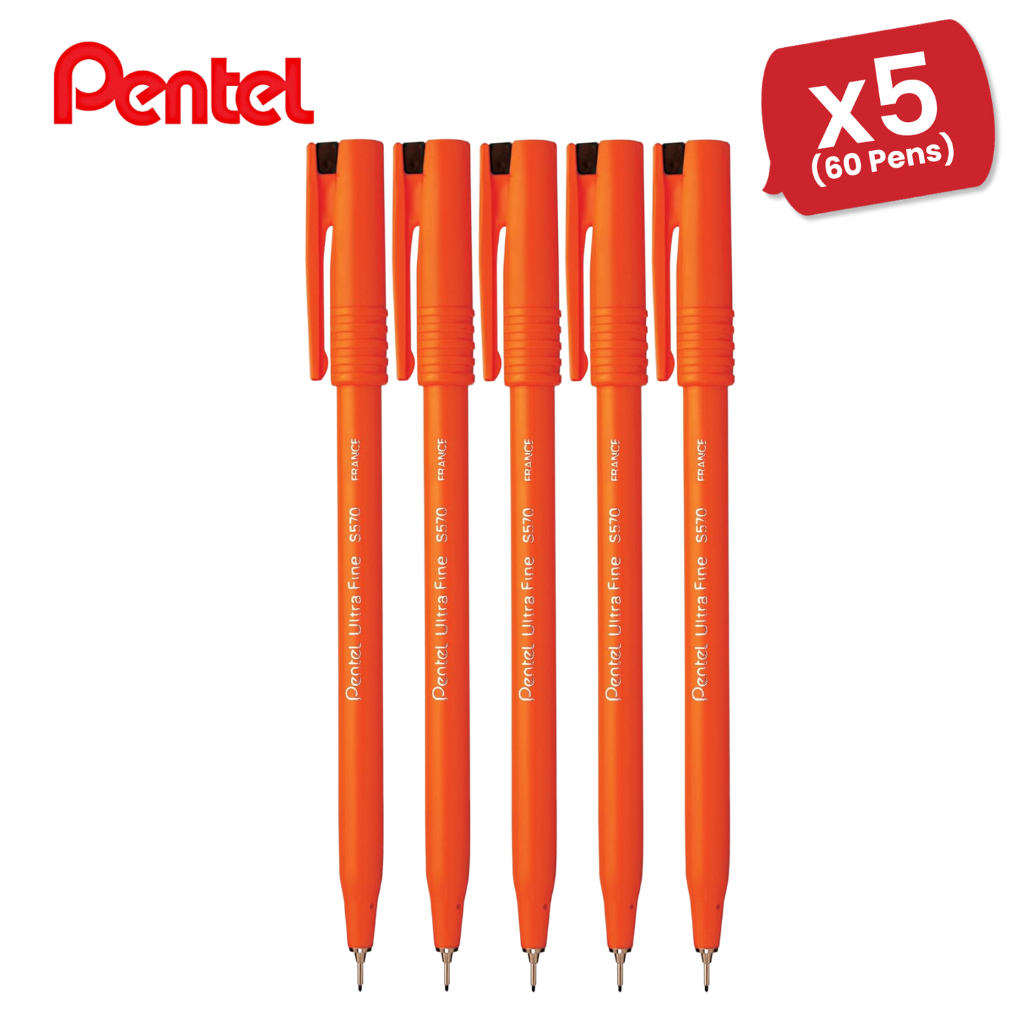 PENTEL ULTRAFINE PEN BLACK S570-A - Pack of 12 - 1 to 5 Packs