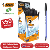 BIC Cristal Soft Black Ballpoint Pens, Smooth And Reliable Writing - Pack of 50