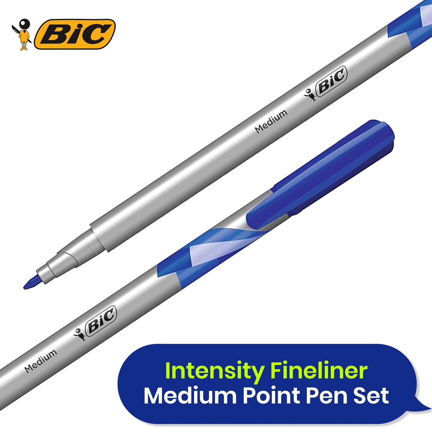 BIC Intensity Felt Tip Pens Medium Point Assorted Colours - Pack of 8