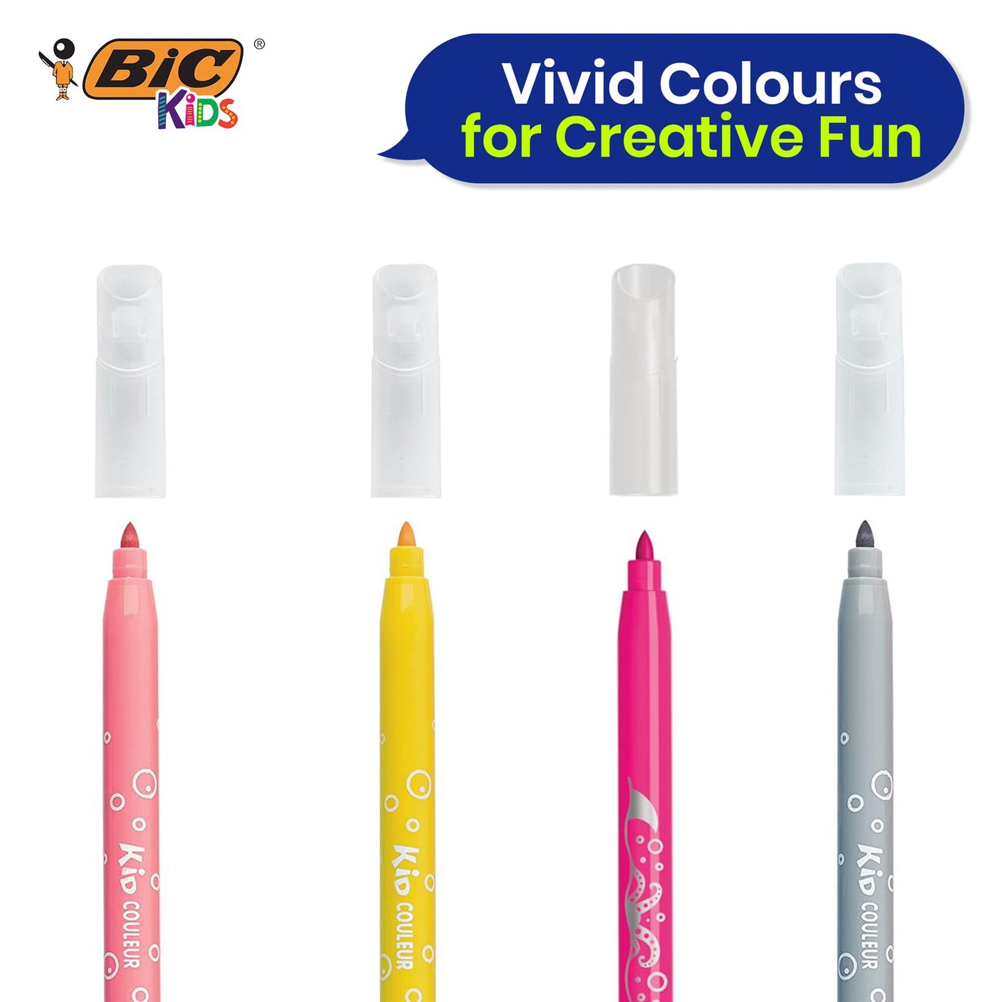 BIC Kids Kid Couleur Felt Medium Blocked Tip Colouring Pens - Pack of 12