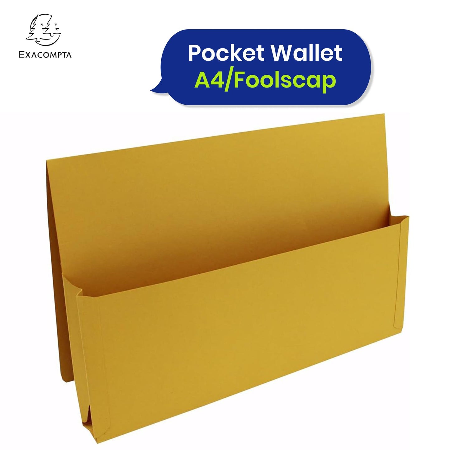 Exacompta Guildhall Full Flap Pocket Wallet – Foolscap Paper Organiser, 315gsm Document Folder(Yellow)