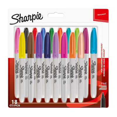 Sharpie Fine Permanent Marker Assorted - Blister Pack of 18