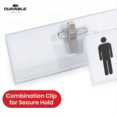 Durable Name Badge - 14 Pcs Transparent Tags with Clip, A4 Insert Sheets ID Badges for Office