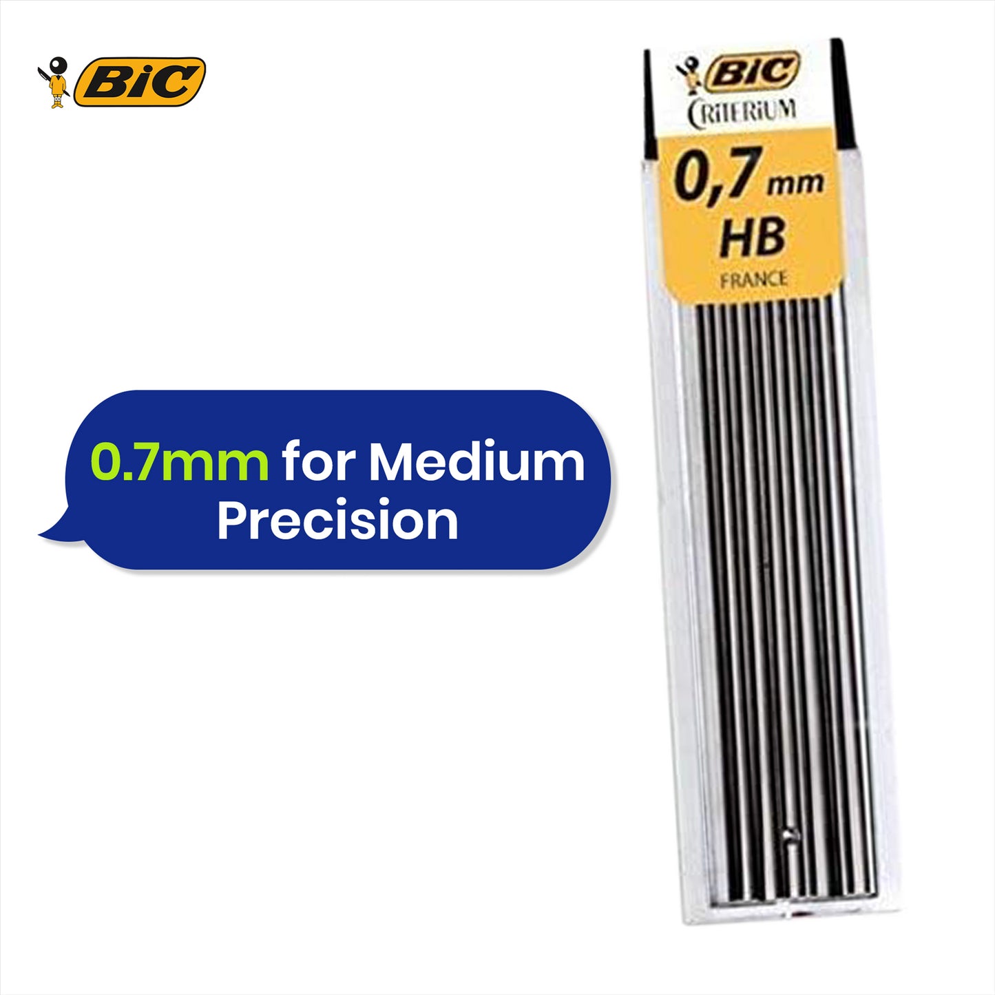 BIC HB Mechanical Pencil Lead Refills 0.7mm Drawing Writing Everyday Refill 12 Pack