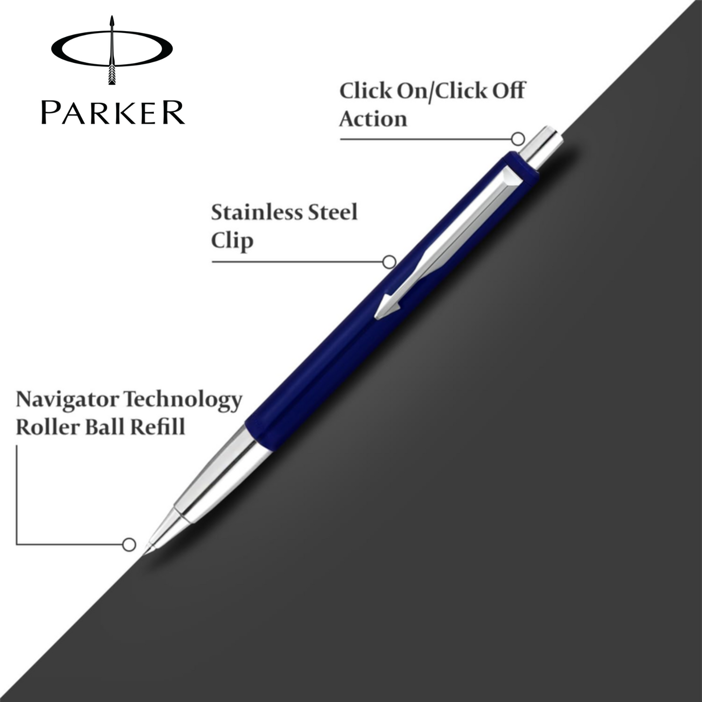 PARKER VECTOR BLUE BALLPOINT MEDIUM NIB BLUE INK - Pack of 1 to 5