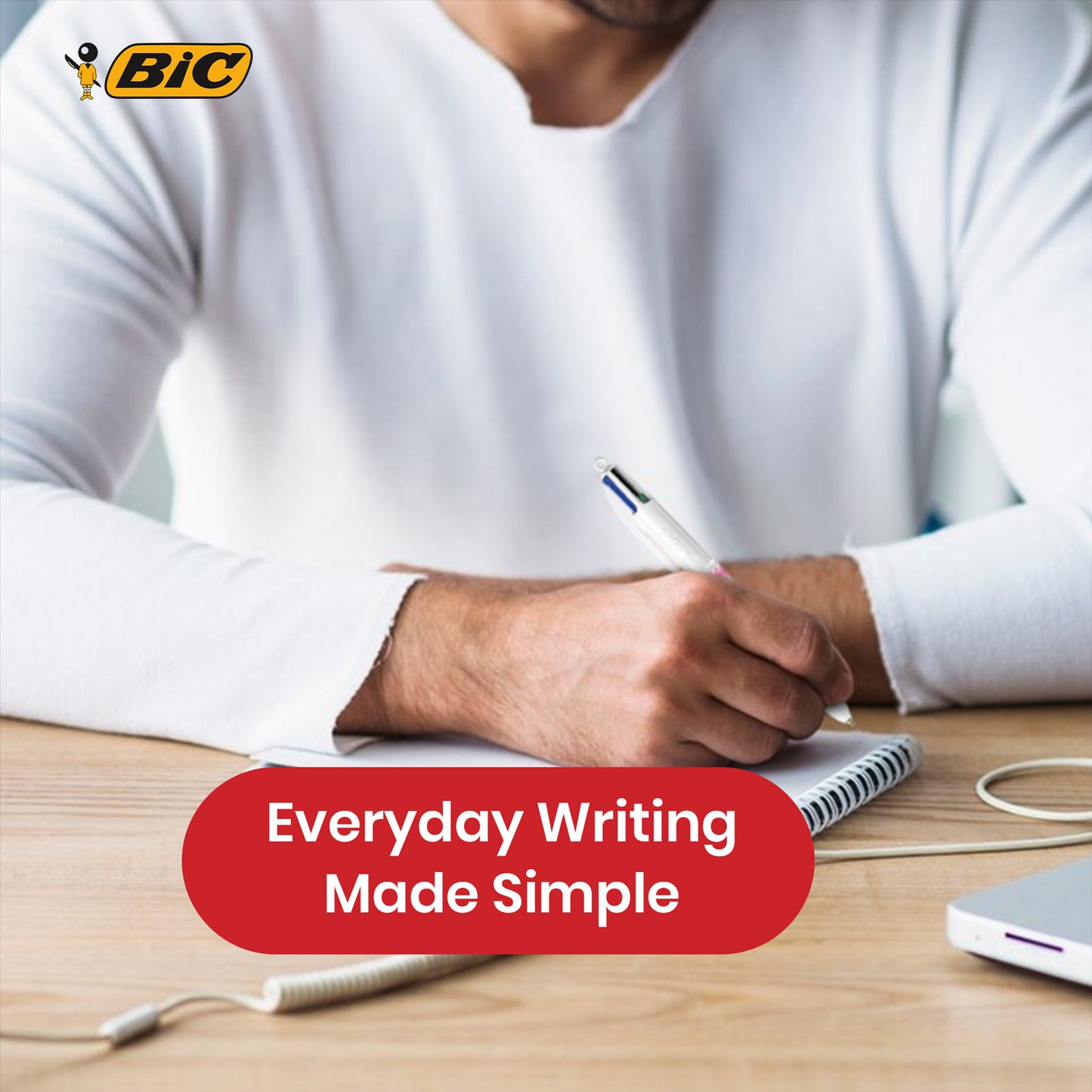 BIC 4 Colour Tie Dye Ballpoint Pens - Retractable Coloured Ballpoint Pens for Projects