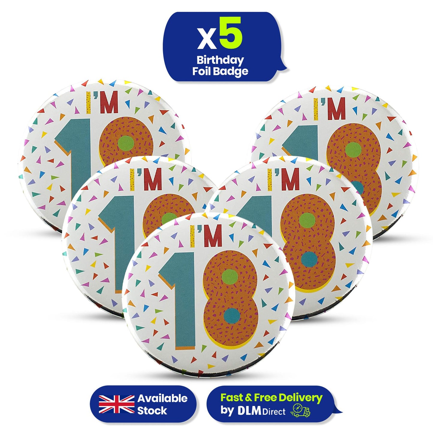 Silver 18th Birthday Badge 8.5cm Age Badge for Party Outfit and Celebrations