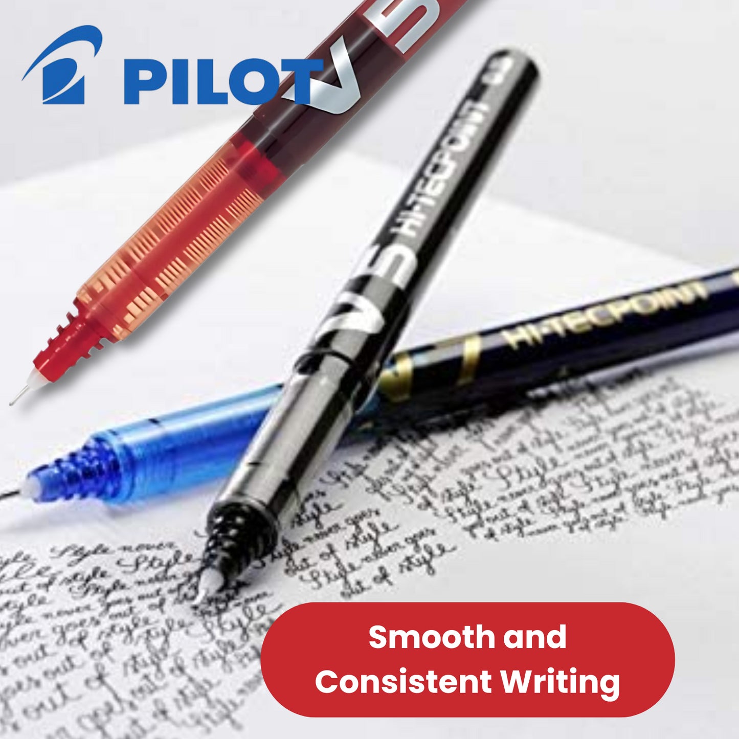 Pilot Hi-Tecpoint V5 Liquid Ink Rollerball Pen - Fine Tip 0.5mm Multi Pen - Red