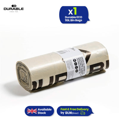 Durable 110L Bin Bags 25 Pack Recycled Plastic for Daily Use