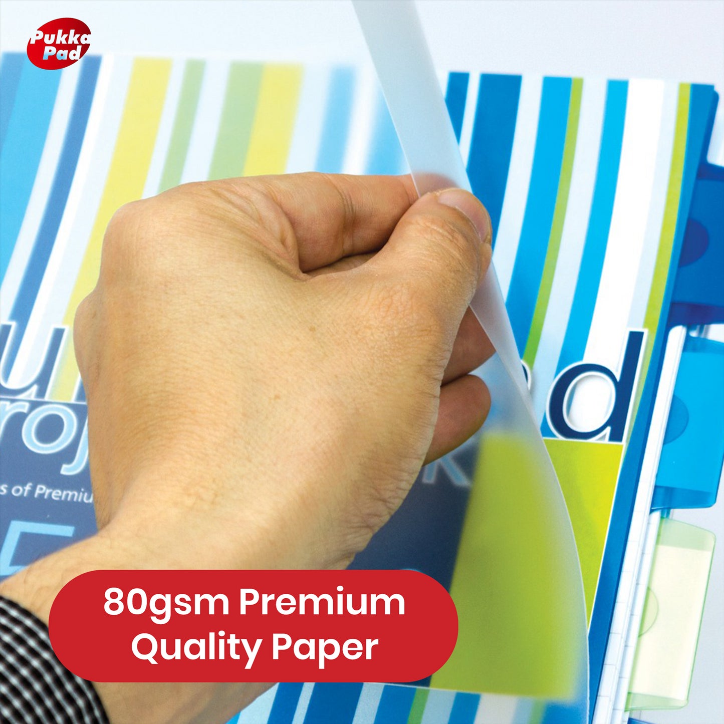 Pukka Pad Project Book - 250 Pages Assorted Colours Stripes A4 Notepad for School