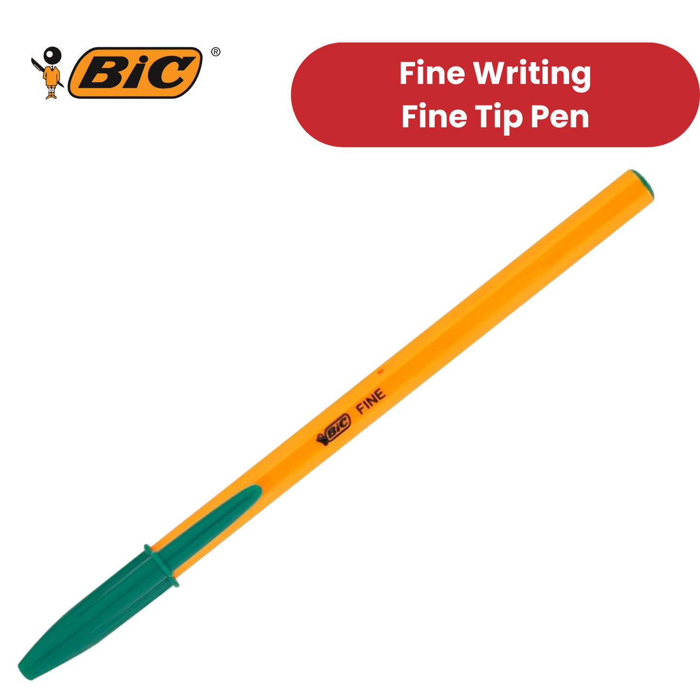 Bic Orange Ball Pen Fine Green PK20 1 to 5 Packs