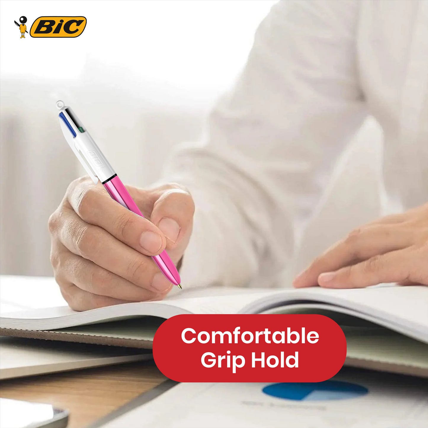 BIC 4 Colours Shine Multicolour Pen - 4 in One Biro for Students