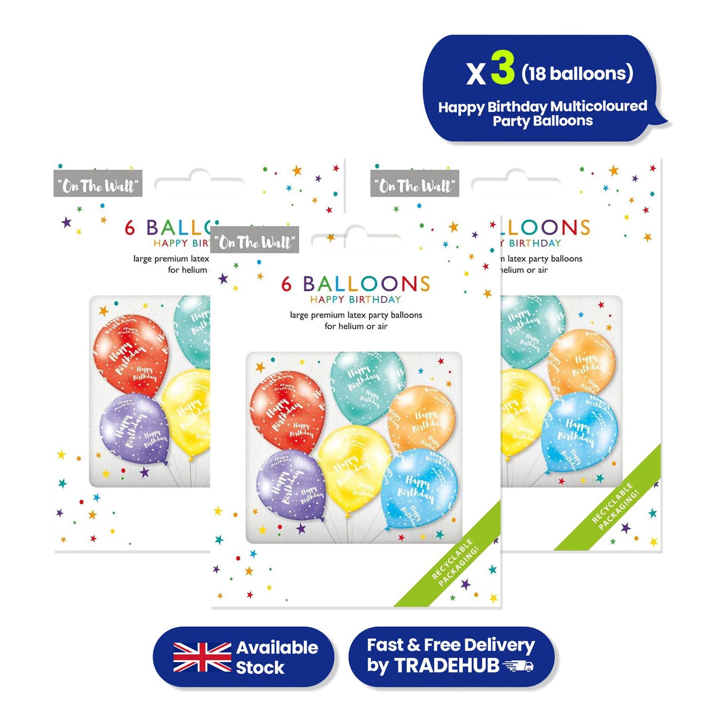 Happy Birthday Balloon - 12 Inch Assorted colour Latex Balloons, Set of 6