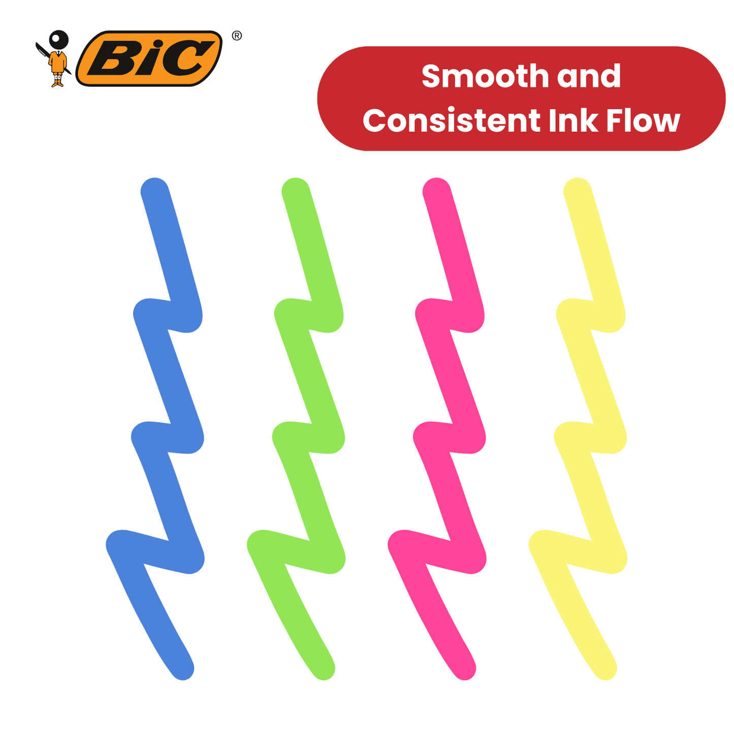 BIC Briteliner Grip Highlighters - Yellow/Blue/Green/Pink (Pack of 4)