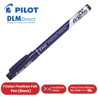 Pilot Frixion Fineliner Black Pen - Smooth, Erasable Ink for Precise Lines