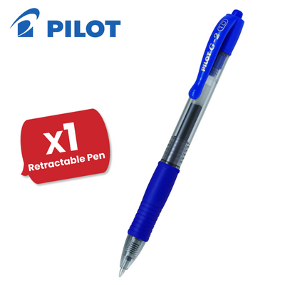 Pilot G2 10 Broad Blue Ballpoint - Retractable Pen, 0.6mm Refillable Biro for Kids