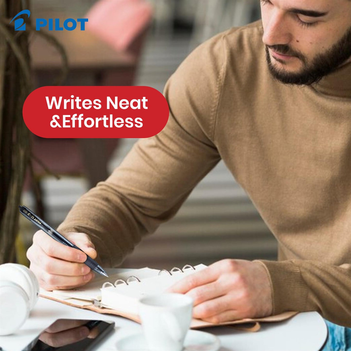 Pilot G-207 Rollerball - 0.4mm Tip Black Writing Pen, Retractable Biro, Smooth Ink Gel Pen for Notes