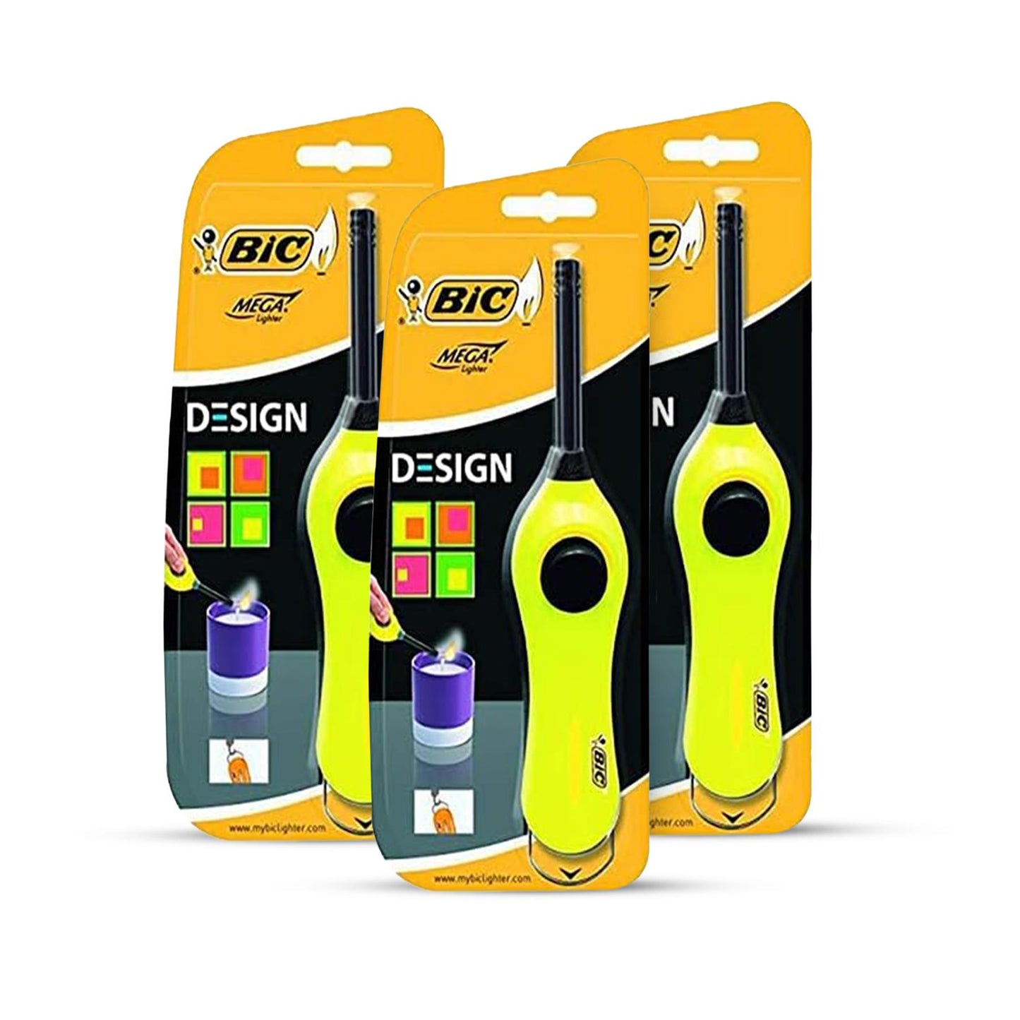 BIC Mega Utility Lighter - Plastic 6cm Wand Cooking Lighter, Push Button Lighters for BBQ