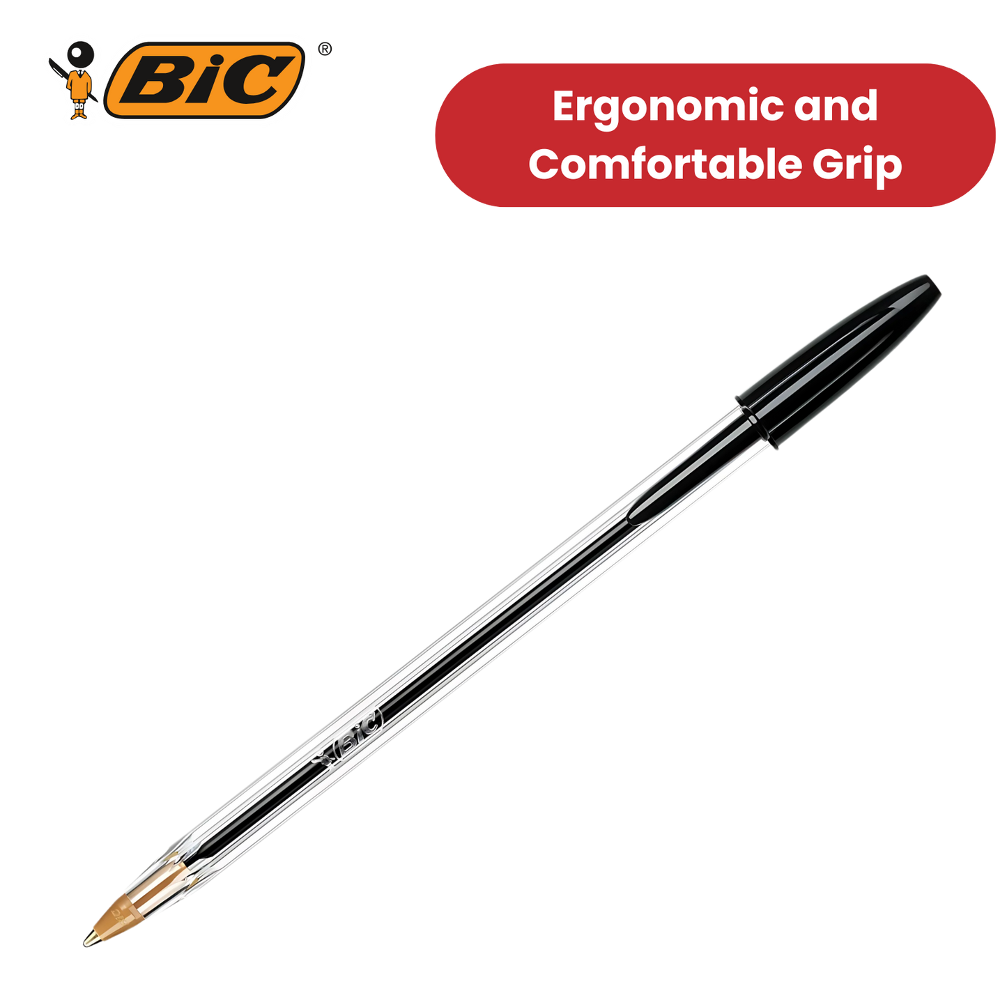 BIC CRISTAL MEDIUM BALL POINT PEN BLACK - BOX OF 50 - 1 to 5 Packs