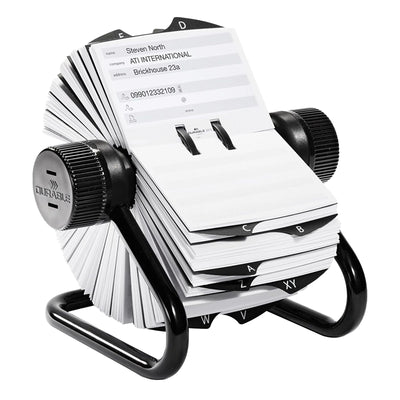 Rotary Business Card Organiser with 500 Index Cards and A-Z Tabs
