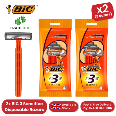 Bic 3 Sensitive Razors - 2 Packs (8 Razors)