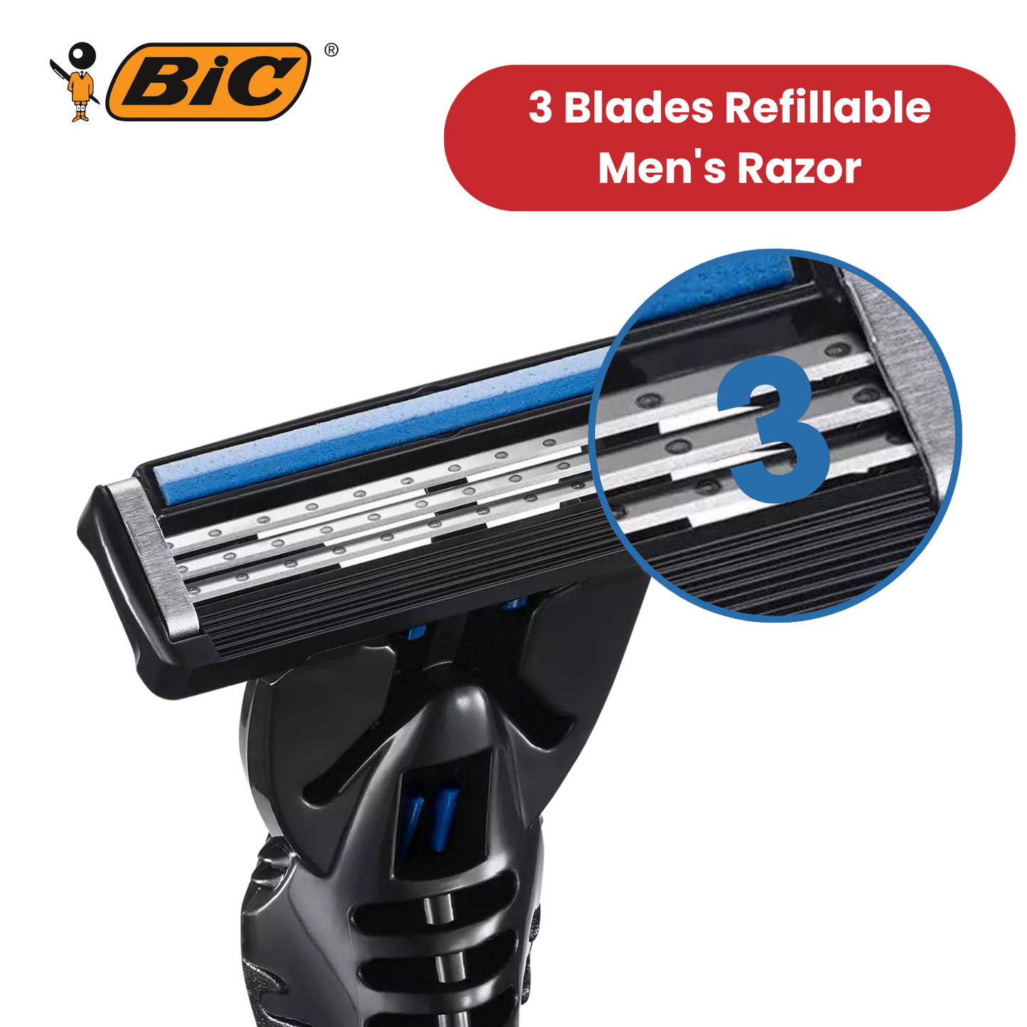 BIC Hybrid 3 Flex Refillable Men's Razor - 1 Handle + 10 Blades Pack