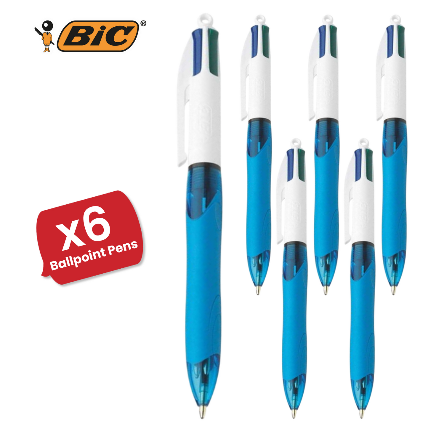 BIC 4 Colours Extra-Comfort Grip - Single Pen - 3 to 24