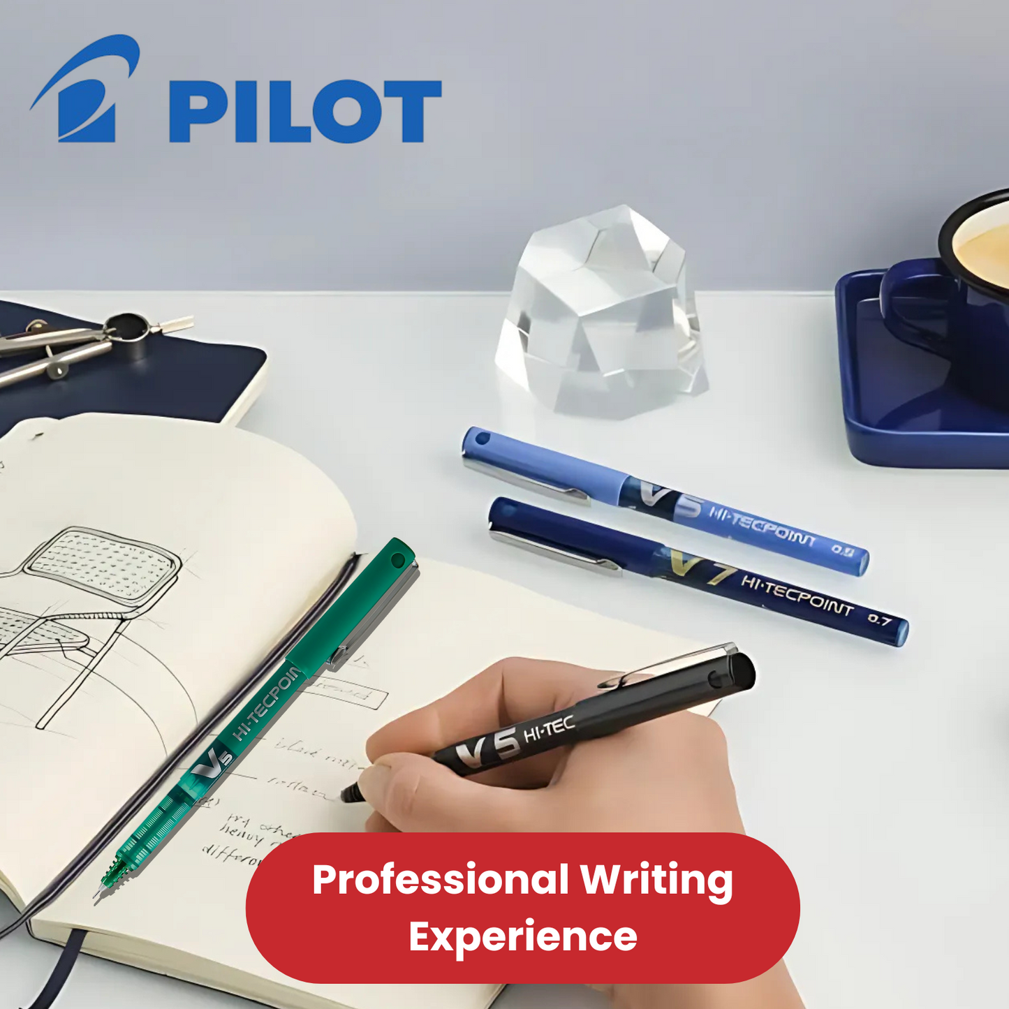 Pilot Hi-Tecpoint V5 Liquid Ink Rollerball Pen Fine Tip 0.5mm Multipens - Green