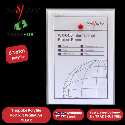 Snopake Polyfile Portrait Wallet A4 Clear - Durable Document Storage Pack of 5