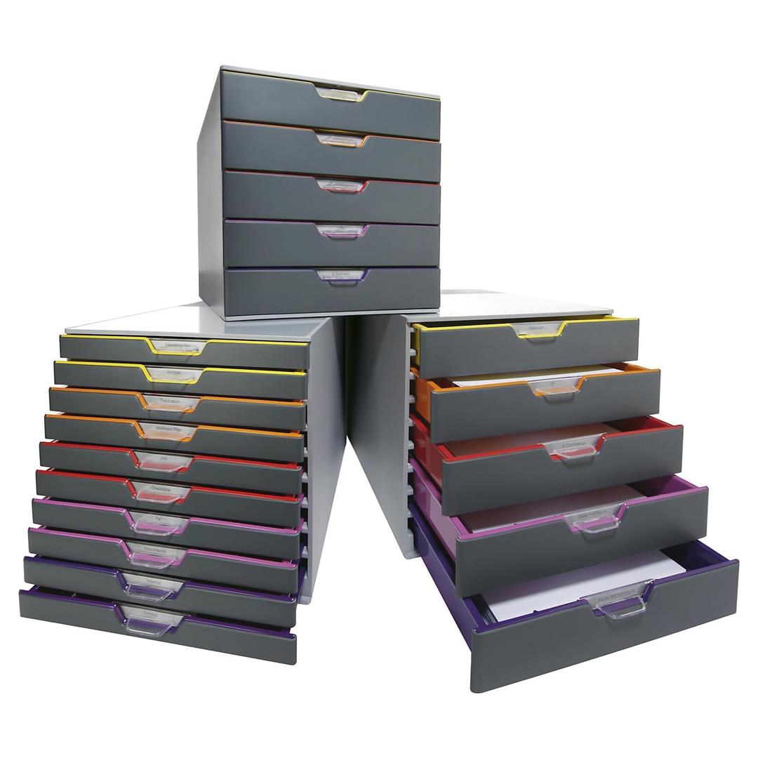 Durable VARICOLOR 10 Drawer Unit, Desktop Drawer Set with 10 Colour Coded Draws, Ideal for Storing Documents and Paper Work