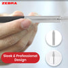 Zebra Ballpoint, Stainless Steel Retractable Pen Refillable Fine Point Biro for Presentation, Meeting & Assignments