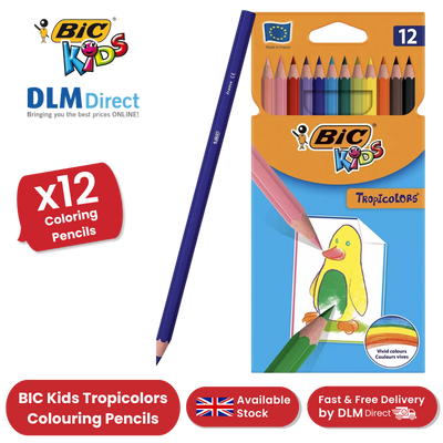 BIC Kids Tropicolors Colouring Pencils, Vibrant Colors - Creative Fun Pack of 12