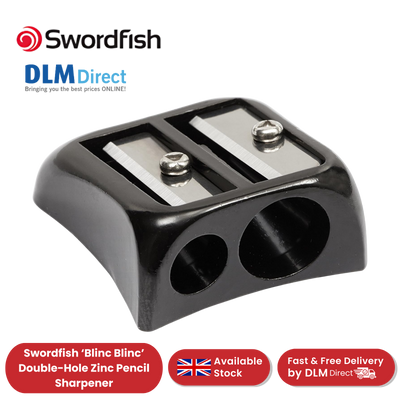 Swordfish Blinc Blinc Double-Hole Zinc Pencil Sharpener, Smooth & Stylish Black