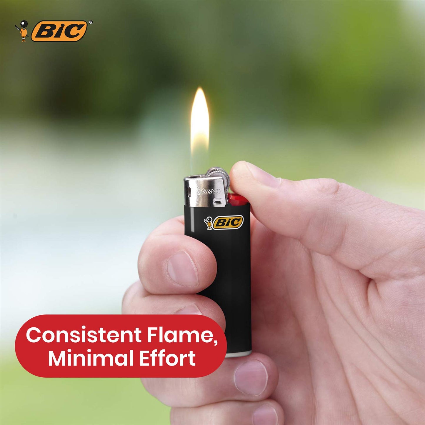 BIC J25 Mini Lighter - Assorted Colour long-lasting lighters, Up to 1,450 Lights Lighter for Smoking