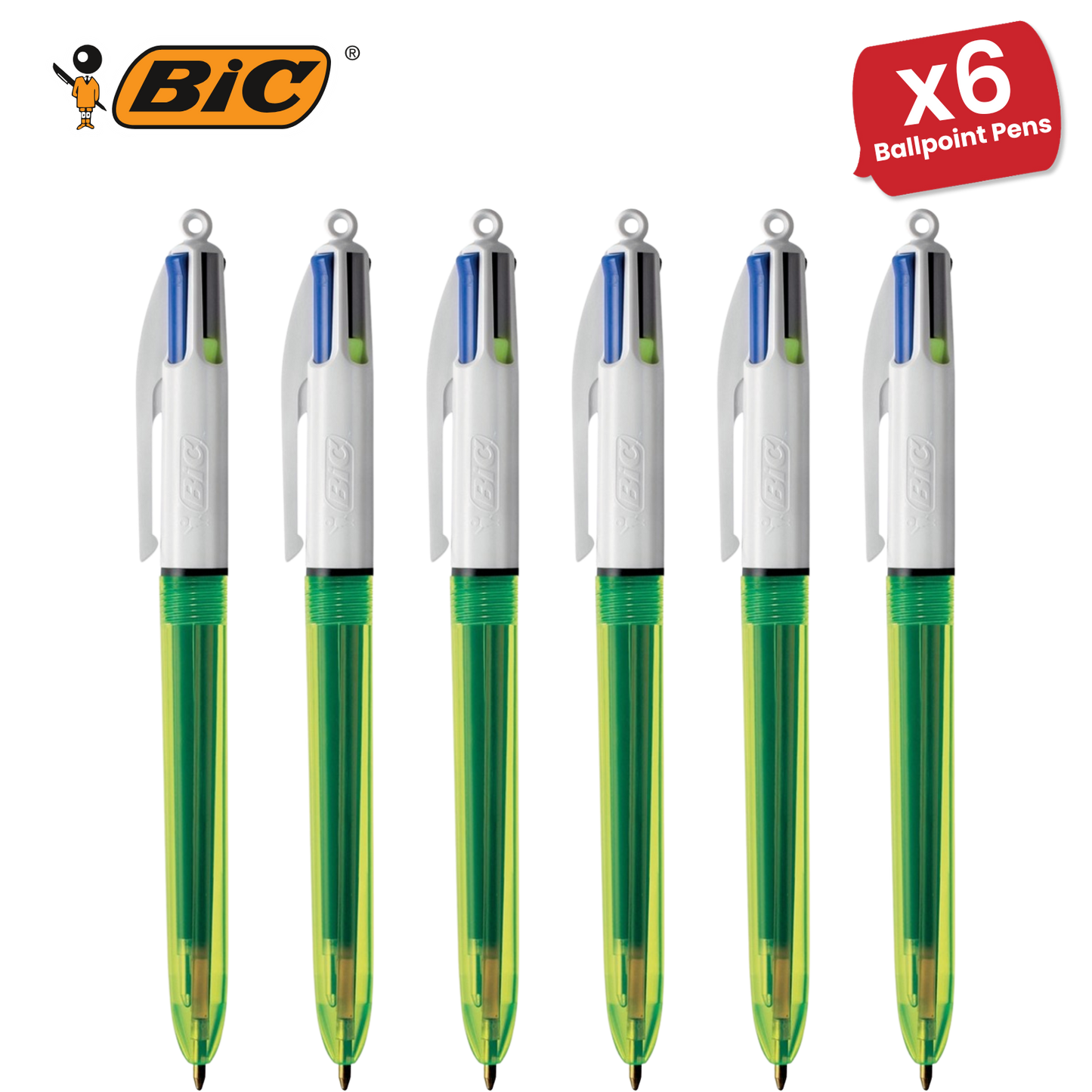 Bic 4 Colours Fluo Retractable Ballpoint Pen - Pack of 1