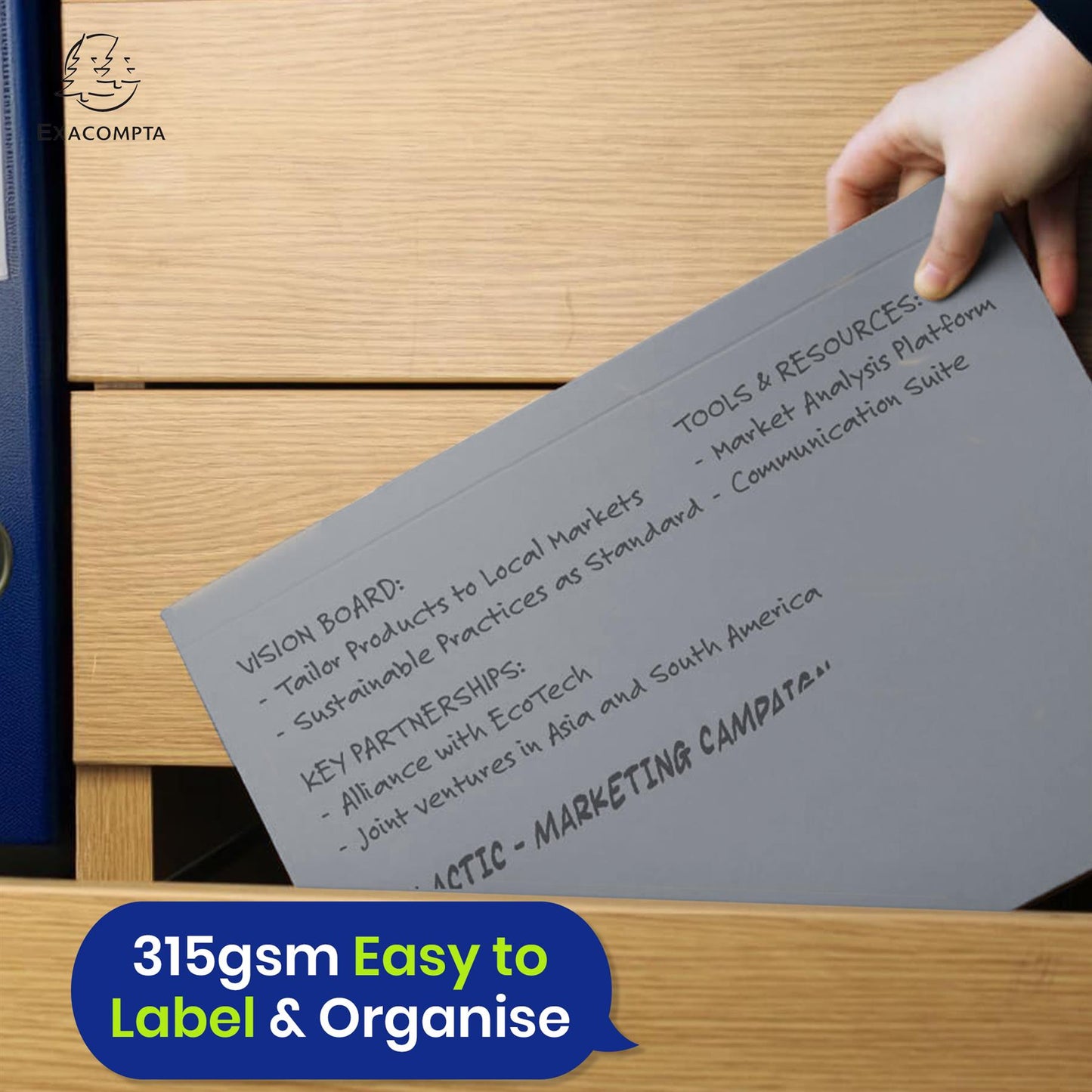 Exacompta Guildhall Foolscap Document Wallets, Double Pocket Legal, 315gsm Manilla, Blue Angel, A4, Pack 25