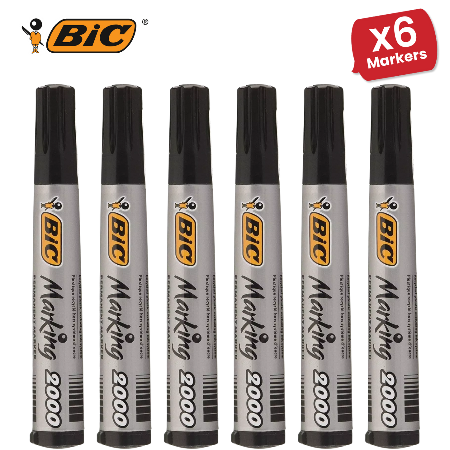Bic 2000 Permanent Black Bullet Tip Marker 820915 - Single Pen Pack 2 to 36