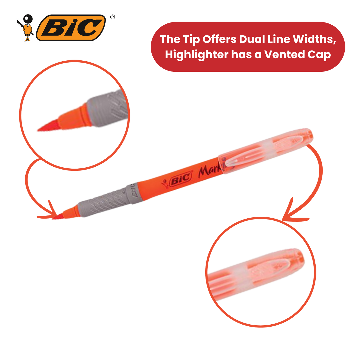 BIC Flex Assorted Fluorescent Highlighters - Pack of 4