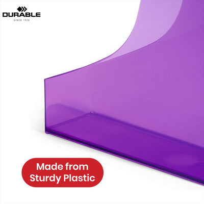 Durable Magazine Holder Purple Plastic A4 File Holder, 60 mm Capacity File Organiser for Flyer