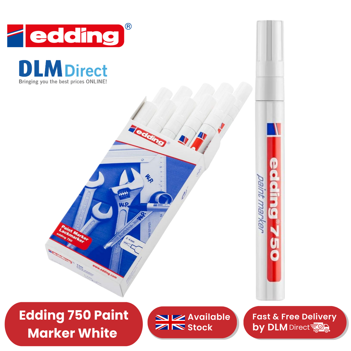 Edding Paintmarker Opaque White Pack of 10 Edding Paintmarker Opaque White Single Pen - 1 to 30 Packs